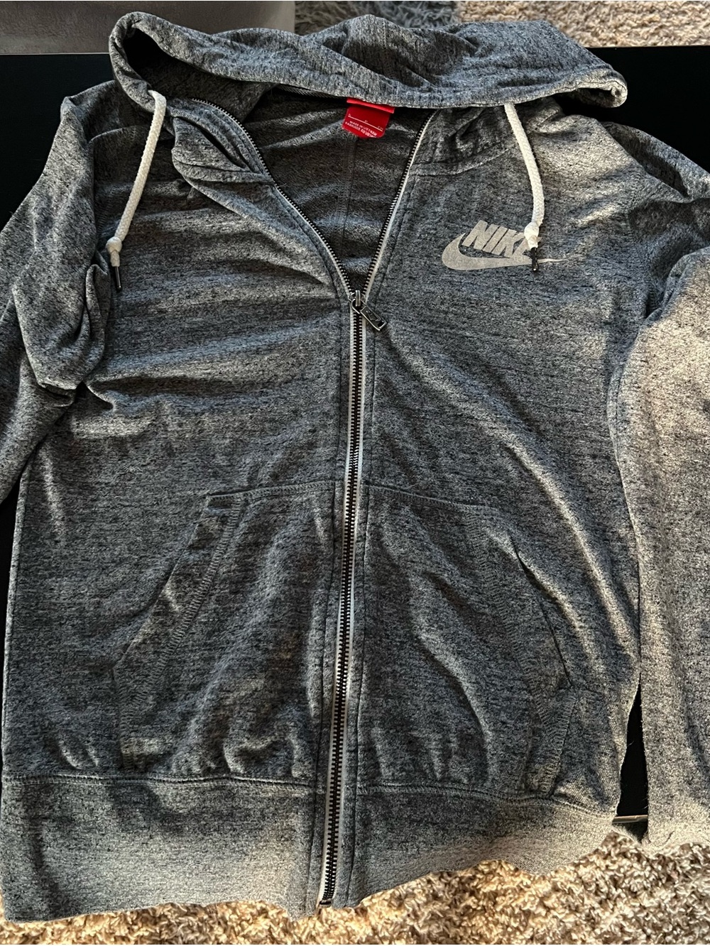 Nike Heather Dark Gray Full‑Zip Hooded Sweatshirt